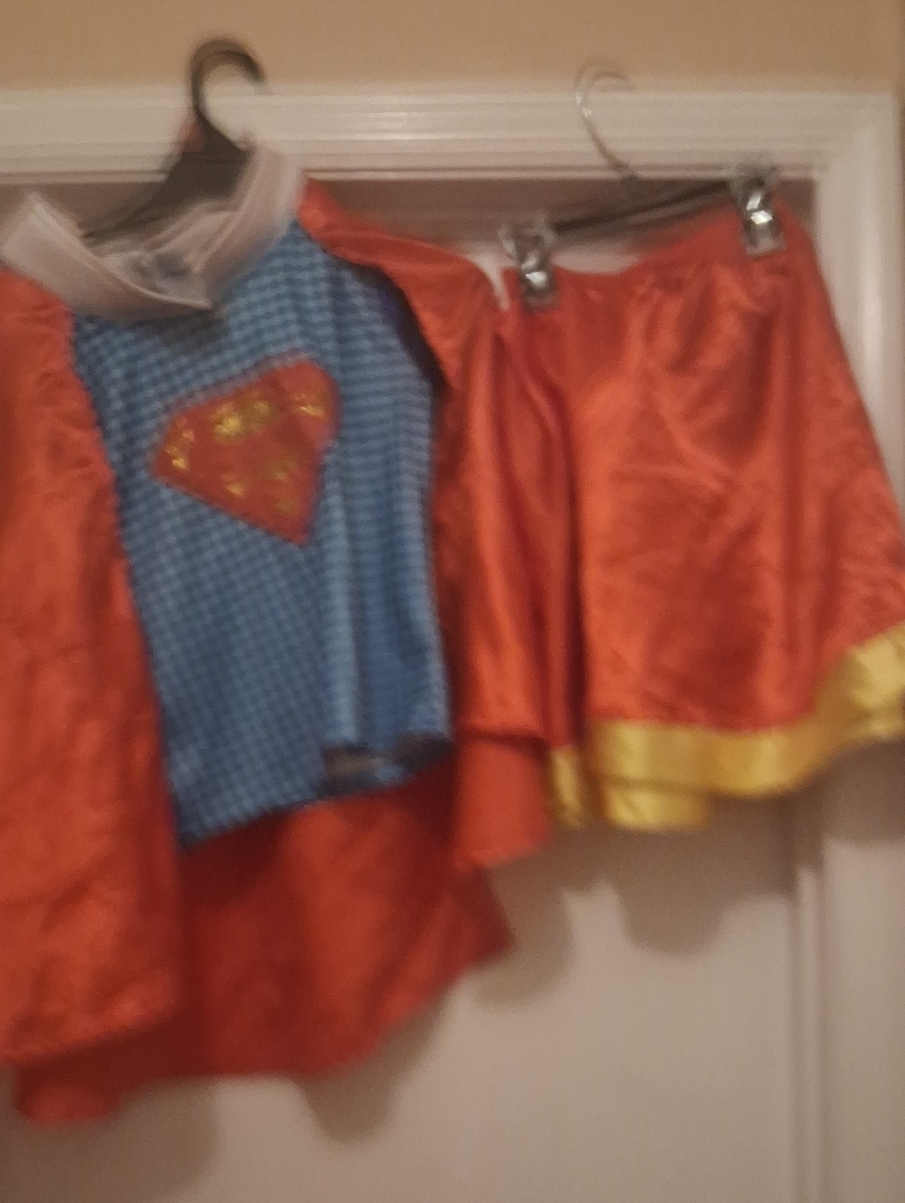 Kids Blue & Orange Superhero Costume Set with Gold Trim